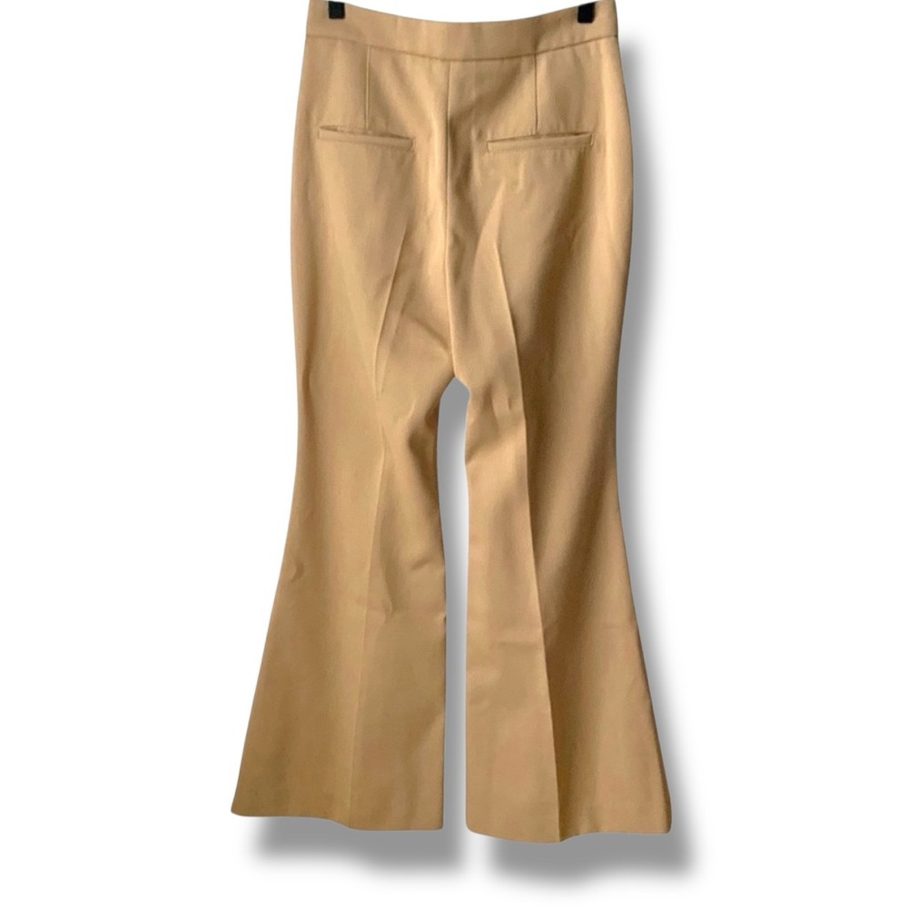 NWT LVIR Big Bell Bottom Pants High Waist Flare Wool Blend Office Beige Medium - Picture 4 of 9